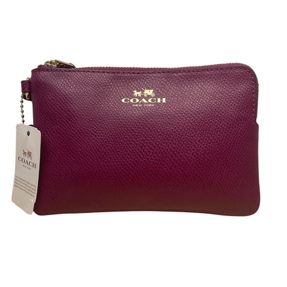Coach Pebbled Fuchsia Leather With Gold Hardware Wristlet Clutch Bag Sz S - Picture 1 of 9